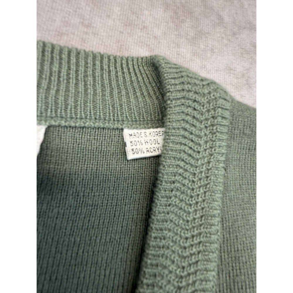 Vintage Gabicci Men's L Wool Blend Sweater Vest Green V Neck Golf Preppy Korea - Picture 5 of 10